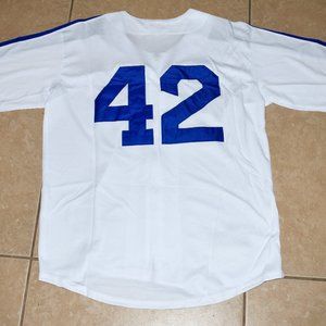 New Jackie Robinson LA Brooklyn Dodgers White Zip-Up Baseball Jersey Men's XL